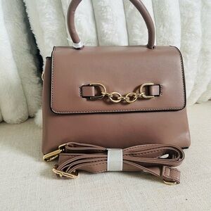 Classic Top-Handle Crossbody Bag in Brown with Gold Hardware